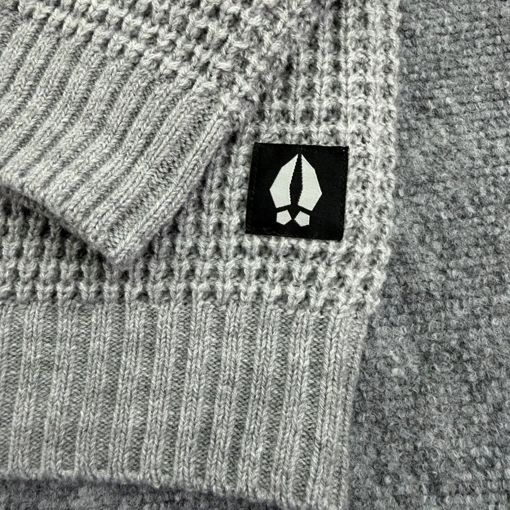 Bearded Goat Sweater Mens Small Grey Odis Boatyard Waffle Knit Merino Wool Blend